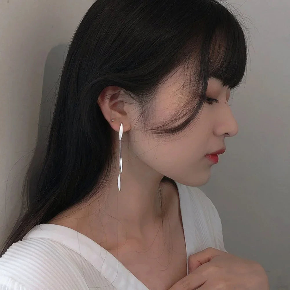 #NEW 925 Sterling Silver Feather Drop Earrings